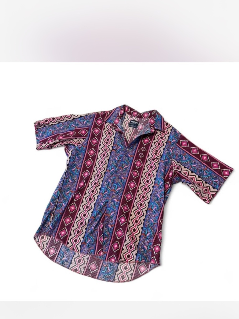 Vintage Wrangler Cowboy Cut Shirt Men’s 17.5 XL Tall Aztec Paisley Western